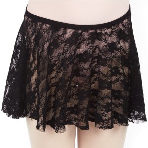 (image for) Girls Sweet Lace Tapered Skirt (Black)