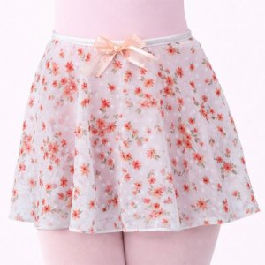(image for) Girls Coral Floral Flocked Pull On Skirt