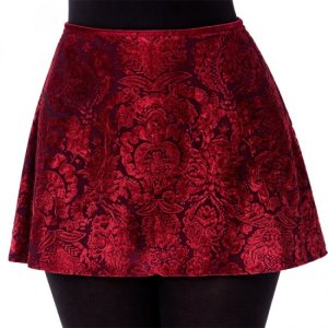 (image for) Ladies Red Velour Pull On Skirt