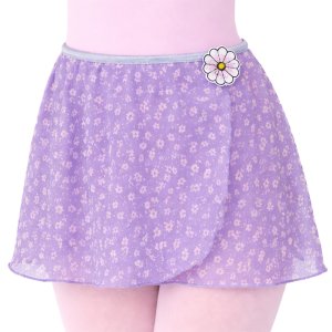 (image for) 4432LW Girls Chiffon Mock Wrap (Lilac Whimsical Daisy)